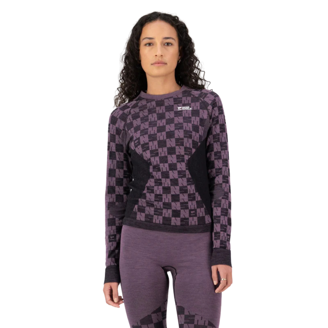 CHANDAIL MÉRINO SANS COUTURE FEMME ASCENDER MAUVE 100809 MONS ROYALE MAHEU GO SPORT DEVANT MANNEQUIN