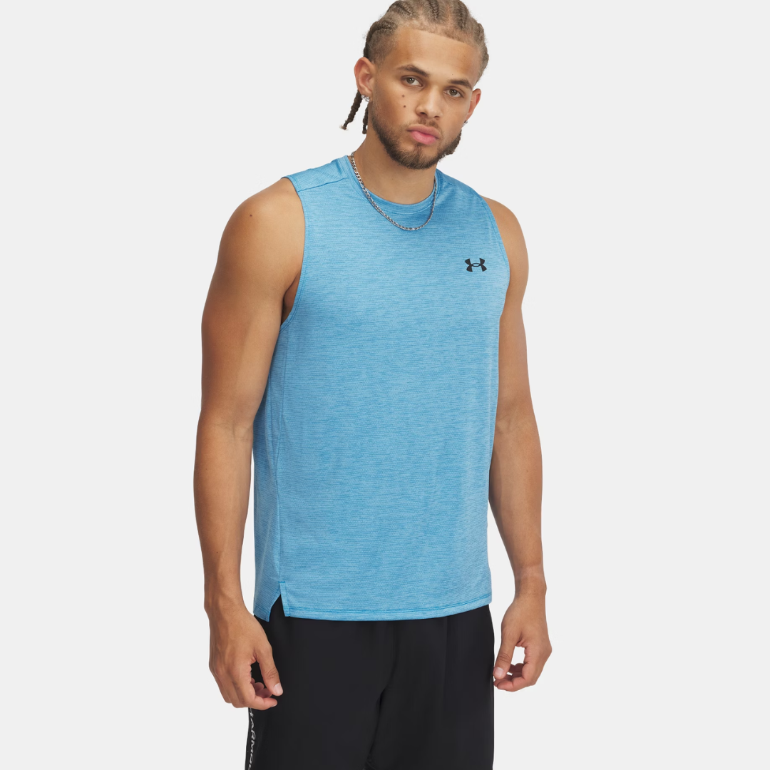 CAMISOLE SPORT HOMME UA TECH BLEU 1384290 452 UNDER ARMOUR MAHEU GO SPORT DEVANT