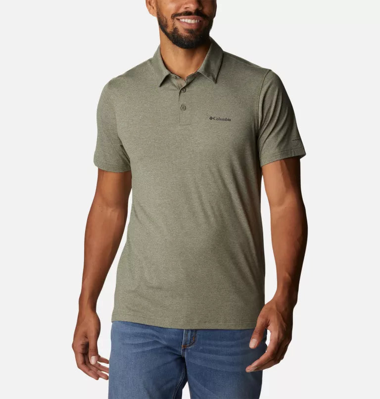 POLO HOMME TECH TRAIL STONE GREEN 1768701 COLUMBIA maheu go sport devant 