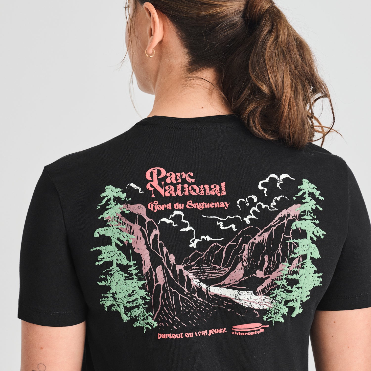 T-SHIRT MANCHES COURTES CHLOROPHYLLE FEMME PARC NATIONAL NOIR 18526 MAHEU GO SPORT GRAPHISME DOS