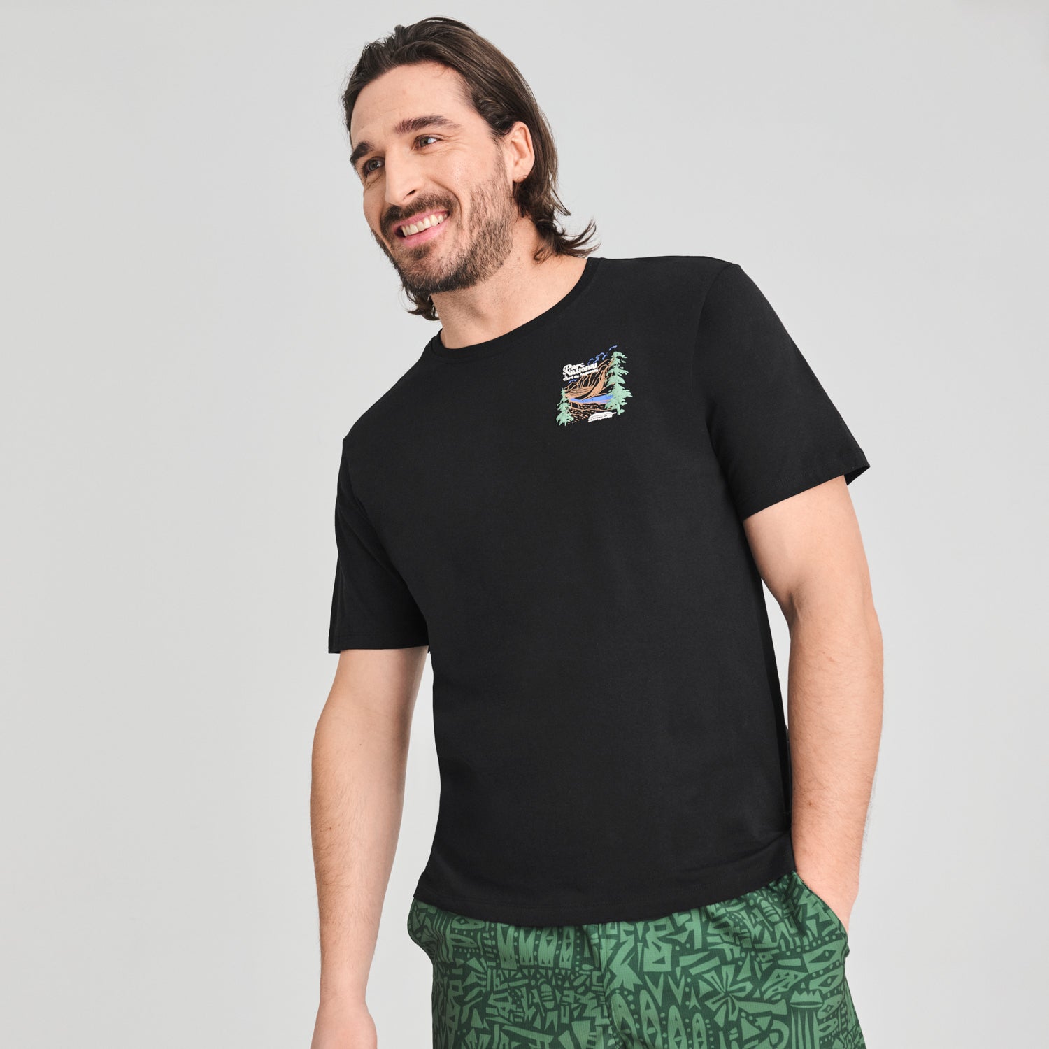 T-SHIRT MANCHES COURTES HOMME, PARC NATIONAL NOIR