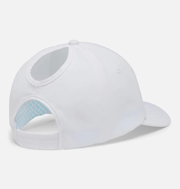 CASQUETTE FEMME, COLUMBIA PONYTAIL BALL BLANC 2032091 COLUMBIA MAHEU GO SPORT TROU POUR QUEUE DE CHEVAL