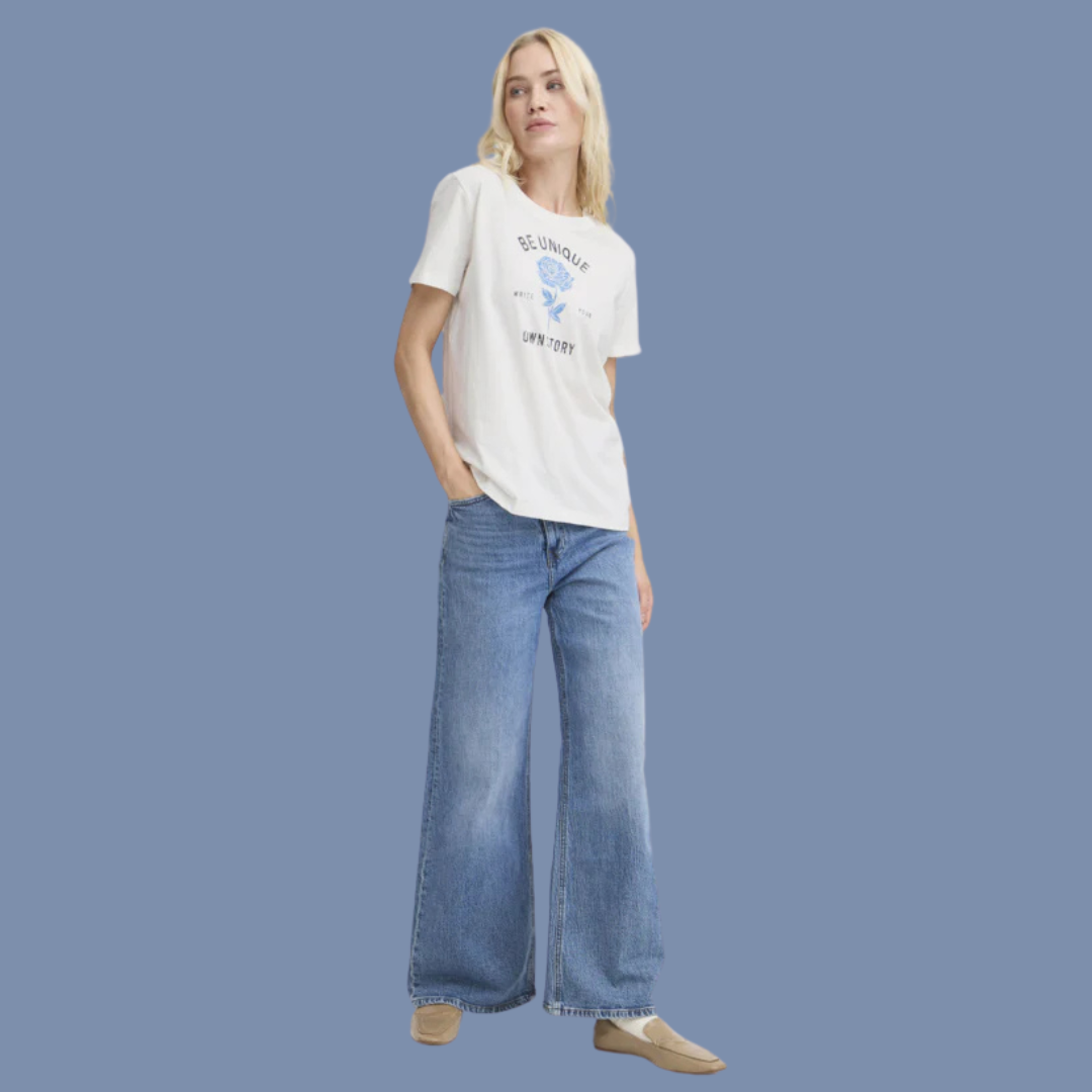 T-SHIRT POUR FEMME, SOBBE FLEURS BLANC - Maheu Go Sport