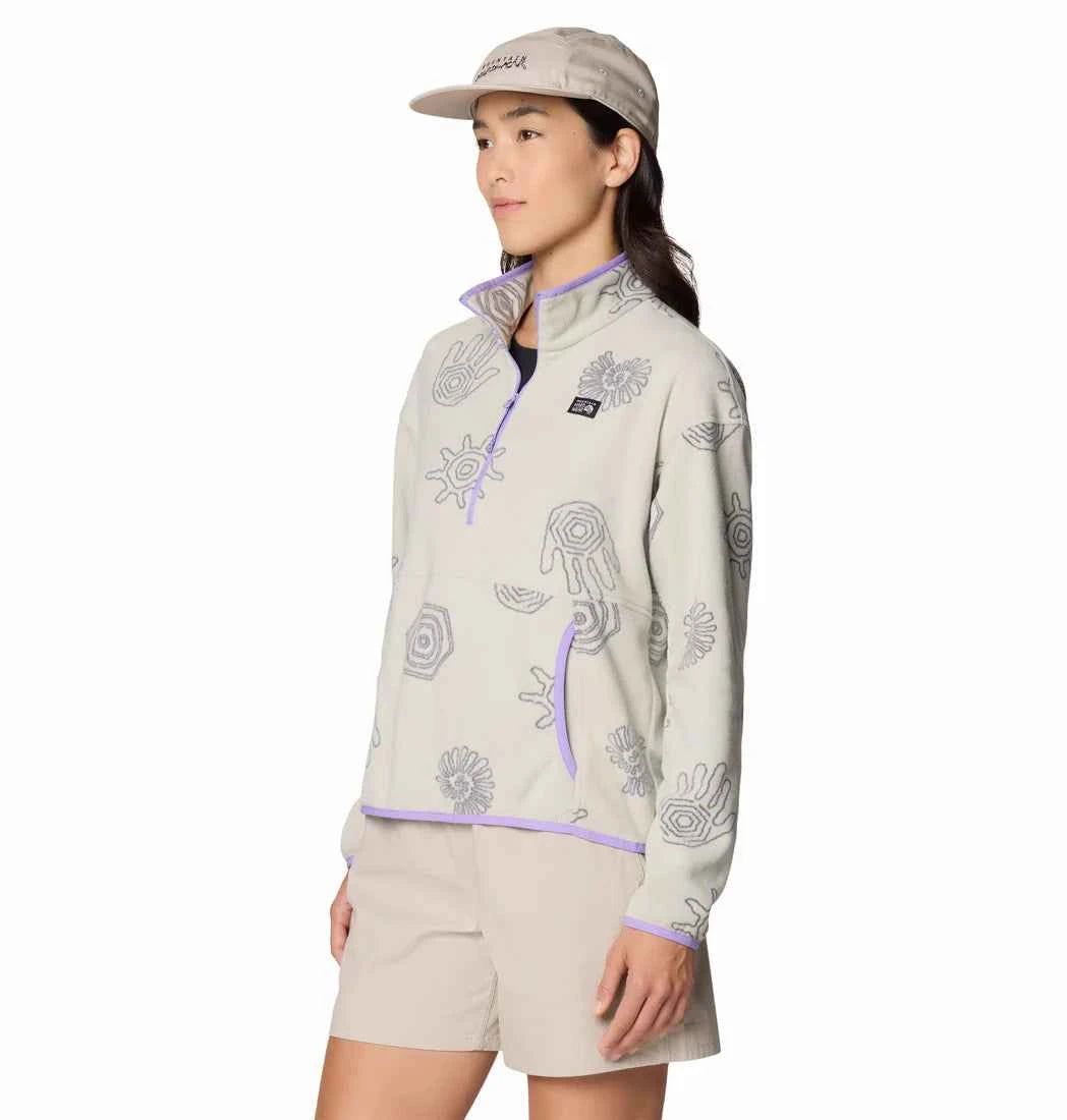 CHANDAIL POLAIRE DEMI-ZIP FEMME, MICROCHILL OYESTER SHELL