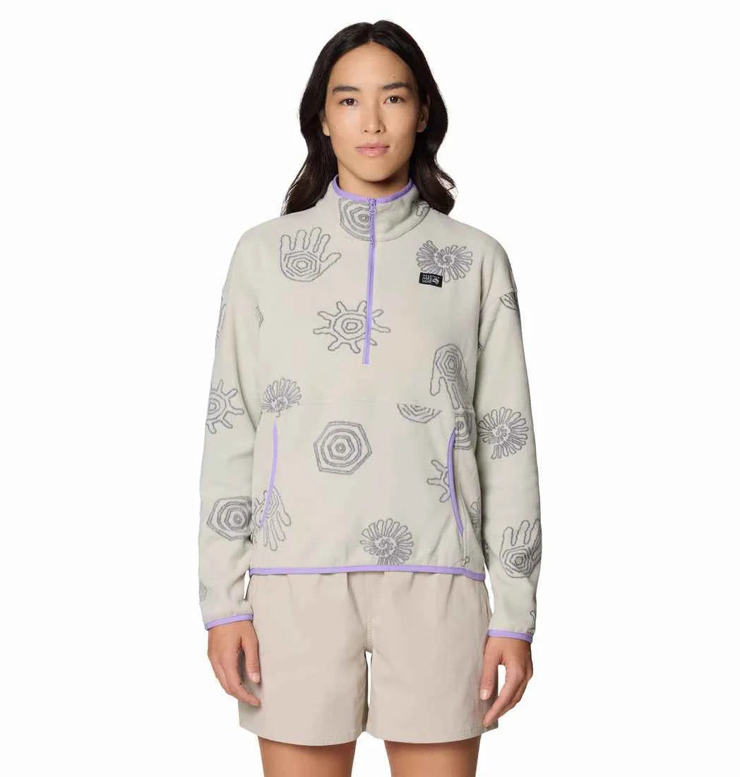 CHANDAIL POLAIRE DEMI-ZIP FEMME, MICROCHILL OYESTER SHELL