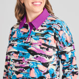 CHANDAIL COL POLO POLAIRE CHLOROPHYLLE FEMME DENALI MAUVE 30978 MAHEU GO SPORT DEVANT DETAIL