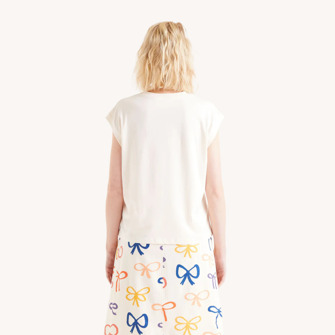 HAUT SANS MANCHE FEMME BOUCLE BLANC 42021 COMPANIA FANTASTICA MAHEU GO SPORT DOS MANNEQUIN