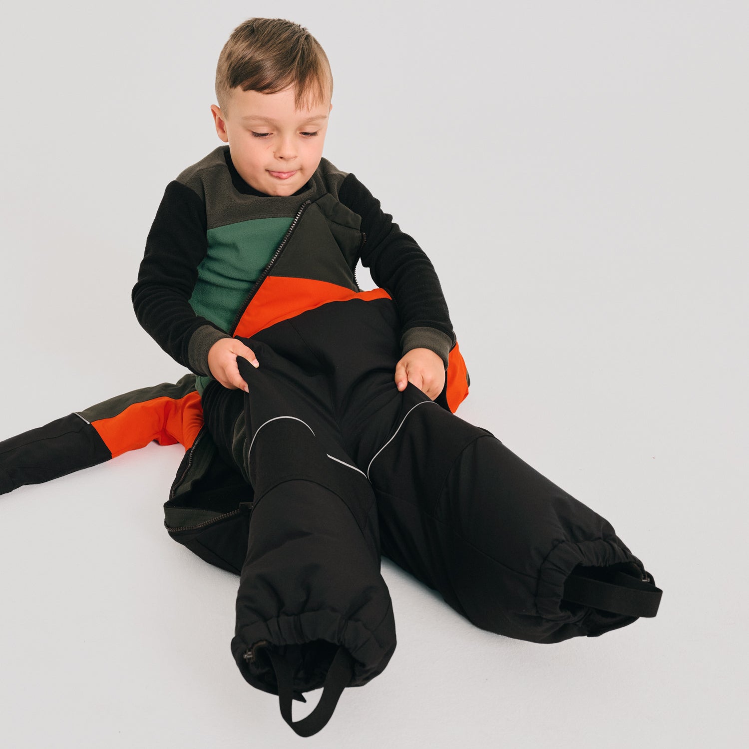 HABIT D'HIVER 1 PIÈCE ENFANT, CRICKET KAKI, ORANGE ET NOIR - Maheu Go Sport