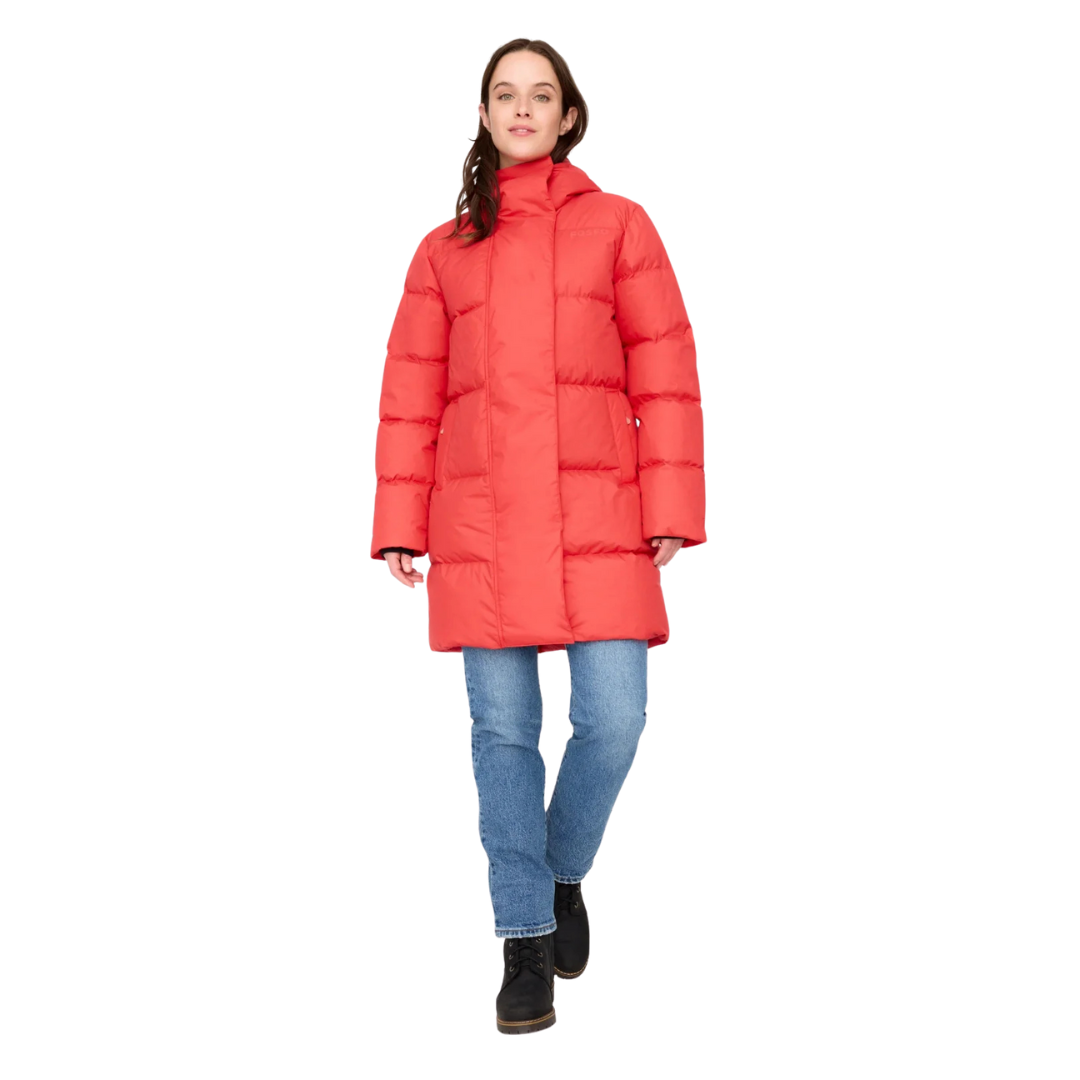 MANTEAU DUVET FEMME, FOSFO LONG ROUGE AK10050 MAHEU GO SPORT DEVANT