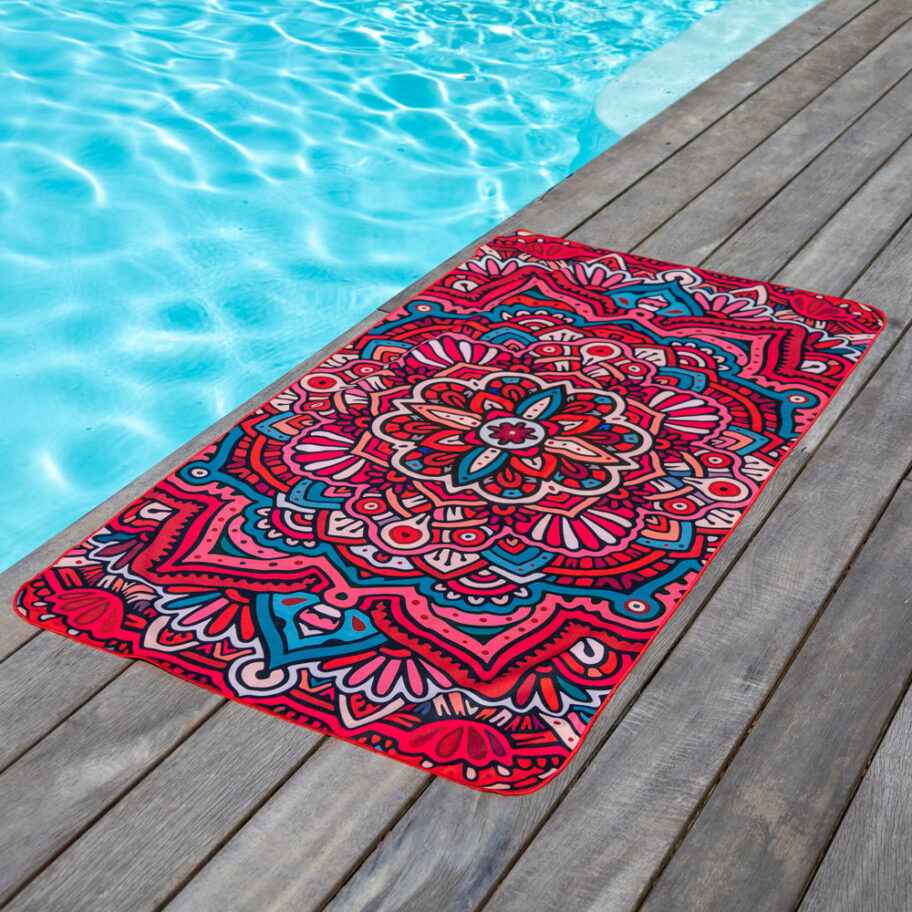 SERVIETTE DE PLAGE EN MICROFIBRE, BOHÈME ROUGE