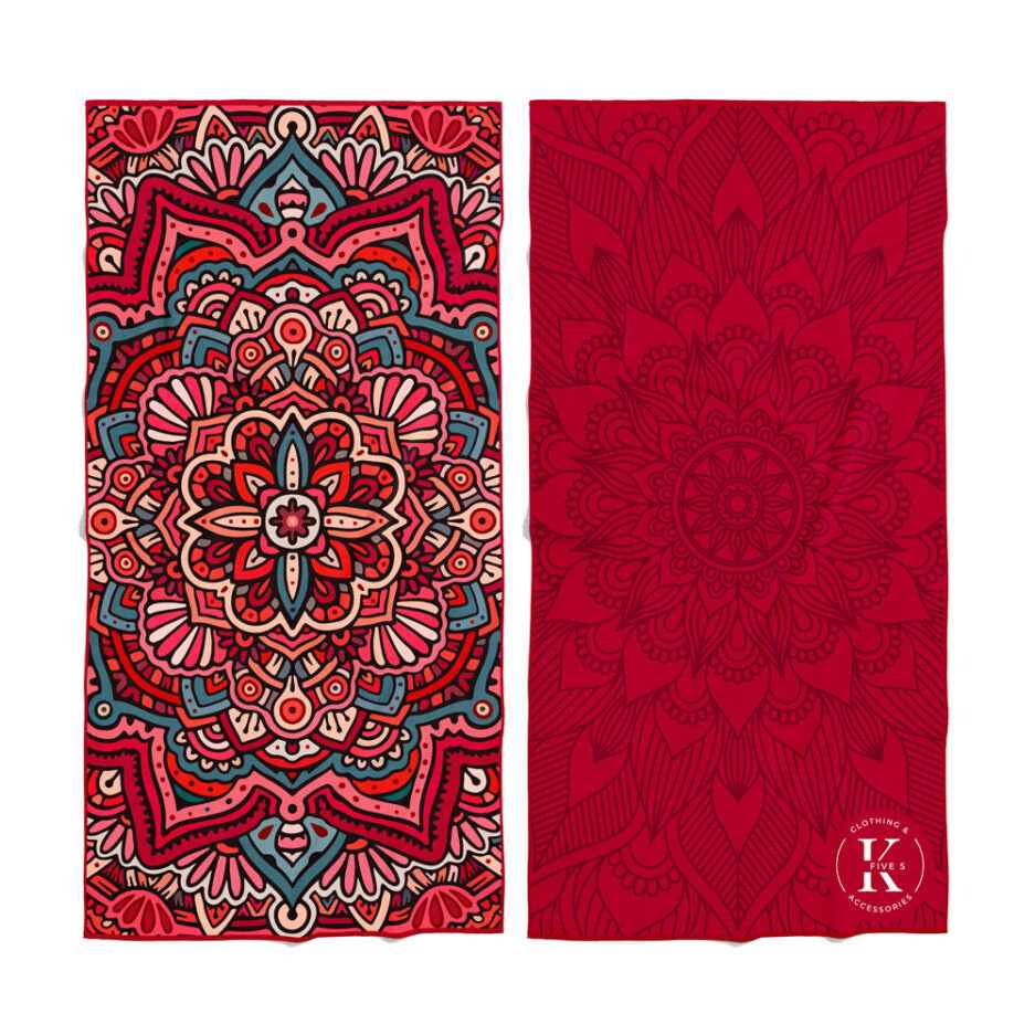 SERVIETTE DE PLAGE EN MICROFIBRE, BOHÈME ROUGE