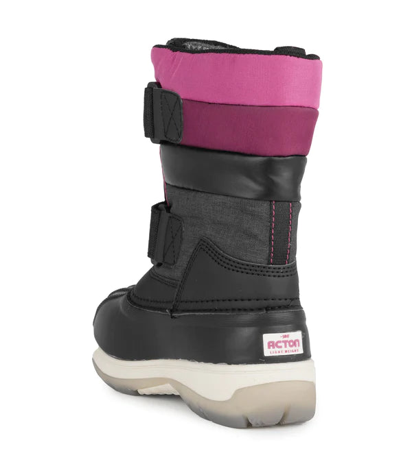 BOTTES D'HIVER JUNIOR, BUBBLEGUM NOIR & ROSE (12 À 6)