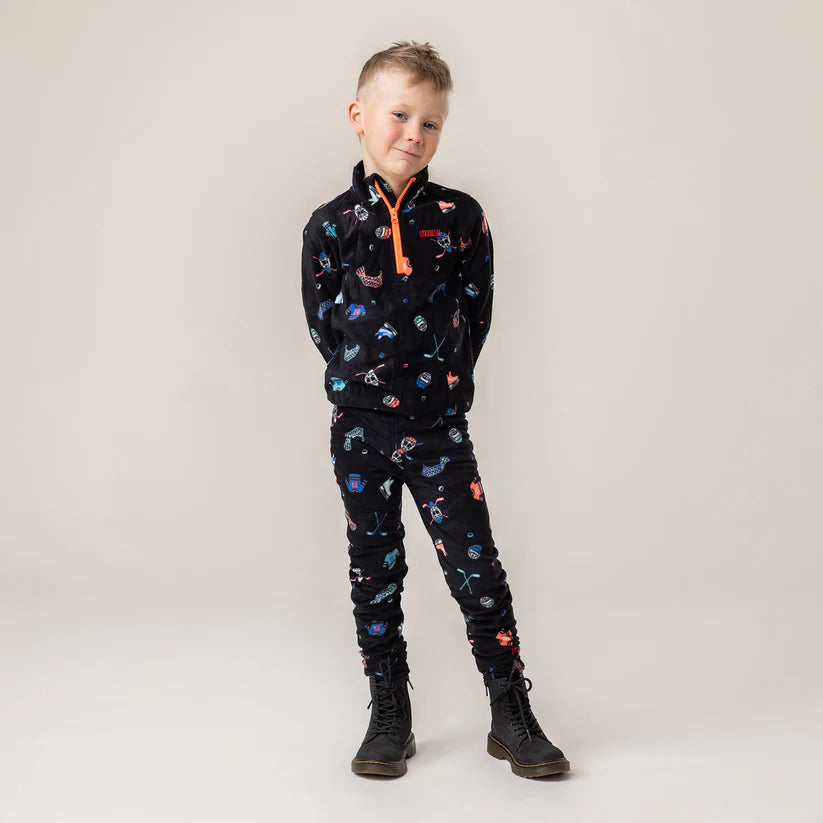 ENSEMBLE SOUS-VÊTEMENT GARÇON NOIR IMPRIMÉ HOCKEY BUWO601 NANO MAHEU GO SPORT DEVANT MANNEQUIN