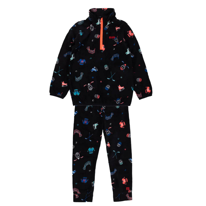 ENSEMBLE SOUS-VÊTEMENT GARÇON NOIR IMPRIMÉ HOCKEY BUWO601 NANO MAHEU GO SPORT DEVANT