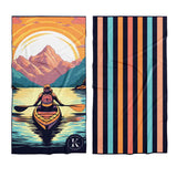 SERVIETTE DE PLAGE EN MICROFIBRE, COUCHÉ DE SOLEIL EN KAYAK