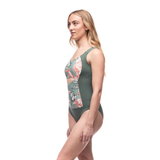 WOMEN'S ONE-PIECE SWIMSUIT, DELPHINO II LIGHT NEPHRITE PEONY