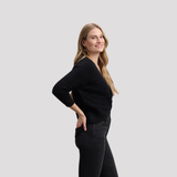 PULL POUR FEMME, DEVANT CROISÉ NOIR