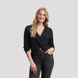 PULL FEMME DEVANT CROISÉ NOIR F25BBL1686 HATLEY MAHEU GO SPORT DEVANT MANNEQUIN