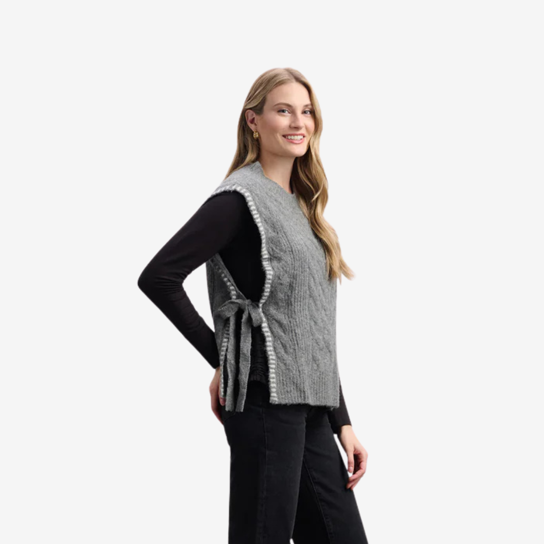 DÉBARDEUR FEMME TRICOT NOUÉ GRIS F25CML1833 HATLEY MAHEU GO SPORT MANNEQUIN CÔTÉ