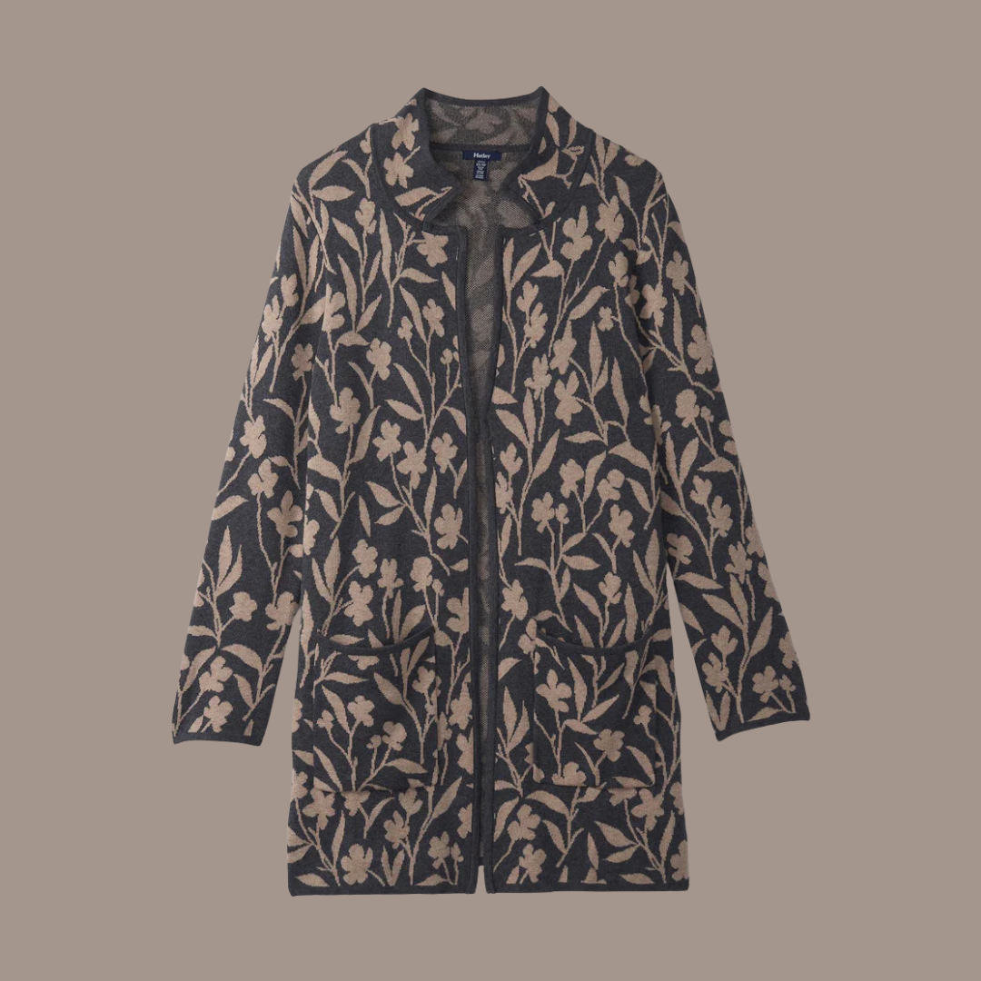 CARDIGAN LONG FEMME VIGNES FLEURIES F25FVL1576 HATLEY MAHEU GO SPORT DEVANT