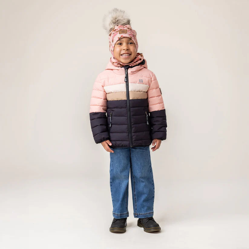 MANTEAU MI-SAISON MATELASSÉ POUR FILLE, ROSE PÂLE (2 À 6 ANS) - Maheu Go Sport
