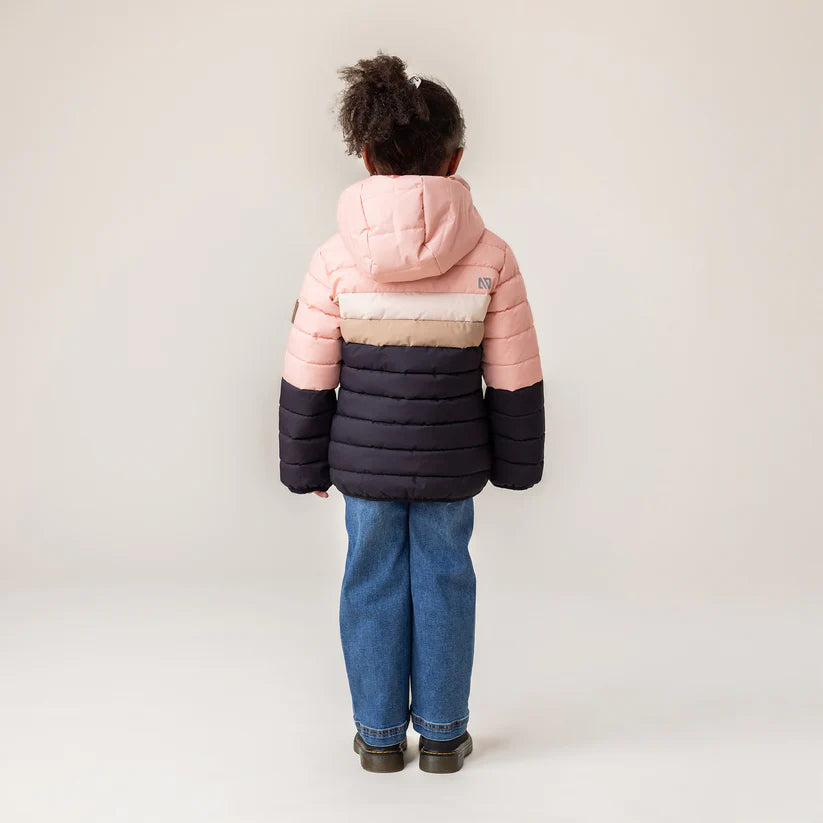 MANTEAU MI-SAISON MATELASSÉ POUR FILLE, ROSE PÂLE (2 À 6 ANS) - Maheu Go Sport