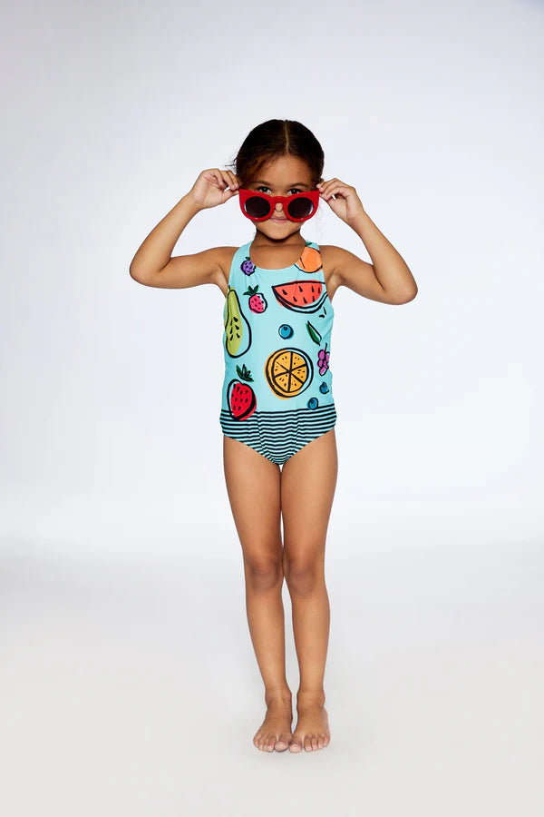 MAILLOT DE BAIN UNE PIÈCE FILLE, FRUITS (7-8 ANS)