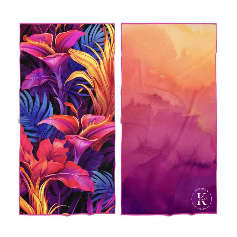 SERVIETTE DE PLAGE EN MICROFIBRE, FLAMME TROPICALE