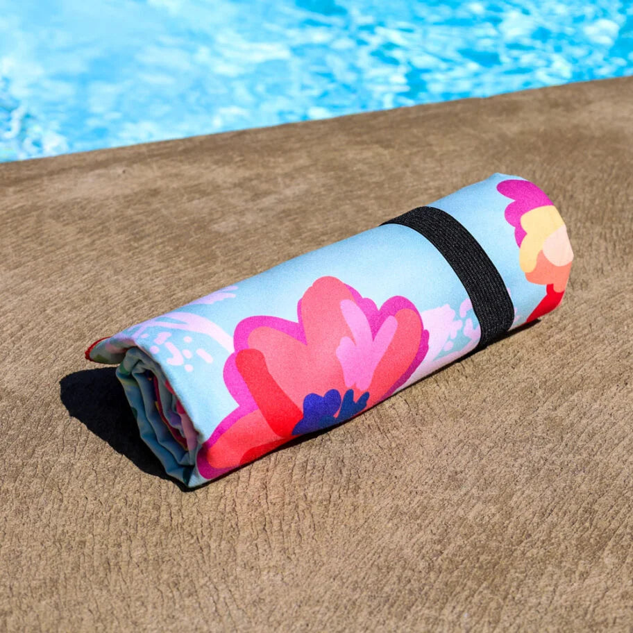 SERVIETTE DE PLAGE EN MICROFIBRE, FLEUR DE PRINTEMPS - Maheu Go Sport