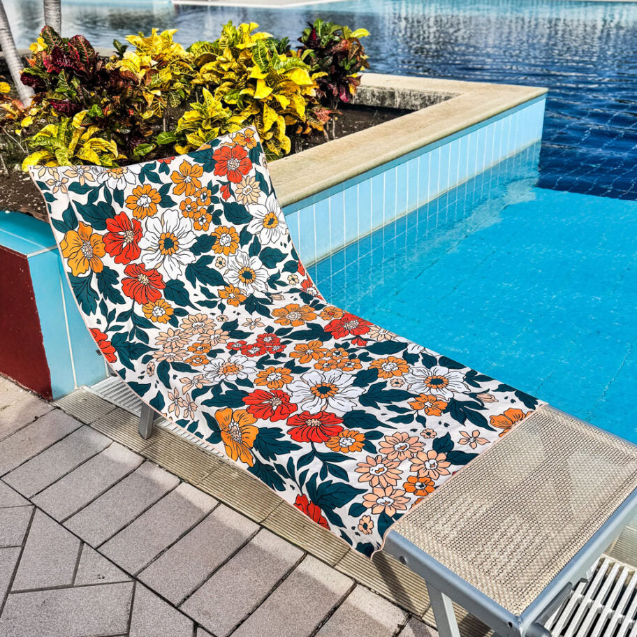 MICROFIBER BEACH TOWEL, VINTAGE FLOWER