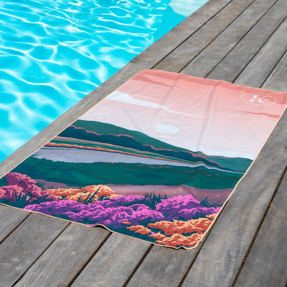 MICROFIBER BEACH TOWEL, VINTAGE FLOWER
