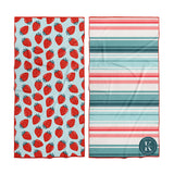 SERVIETTE PLAGE PISCINE MICROFIBRE K5 FRAISE À GOGO MAHEU GO SPORT DOS DEVANT