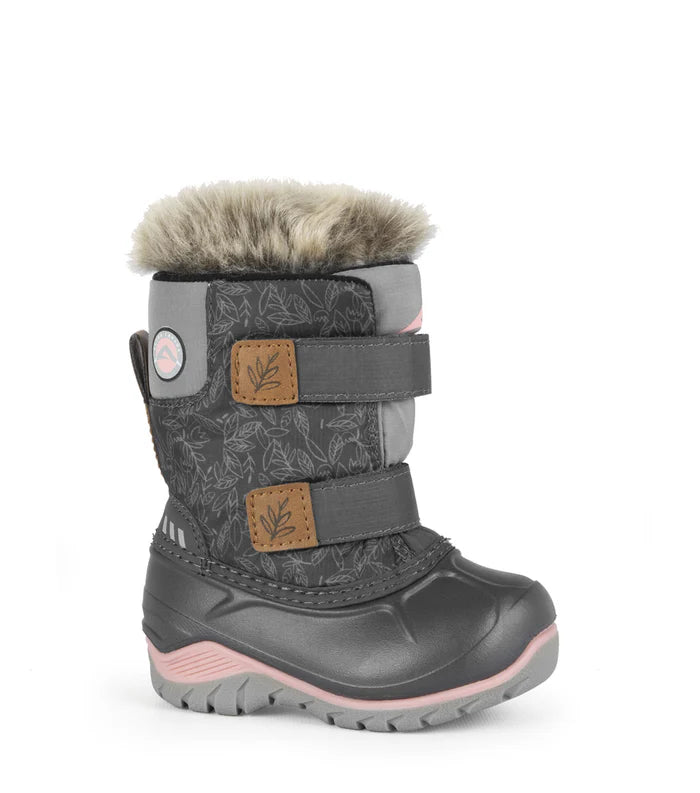 BOTTES D'HIVER POUR TOUT-PETIT, FUNKY GRIS & ROSE (4 À 10)