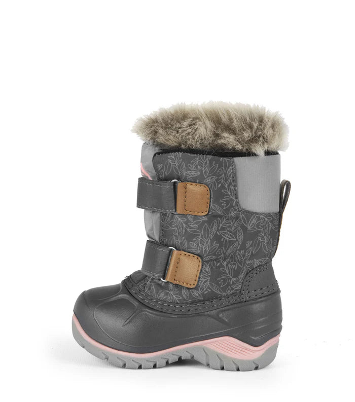 BOTTES D'HIVER POUR TOUT-PETIT, FUNKY GRIS & ROSE (4 À 10)