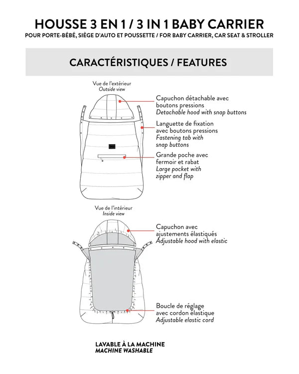 HOUSSE 3 EN 1 MULTIFONCTION POUR SIÈGE D'AUTO & POUSSETTE