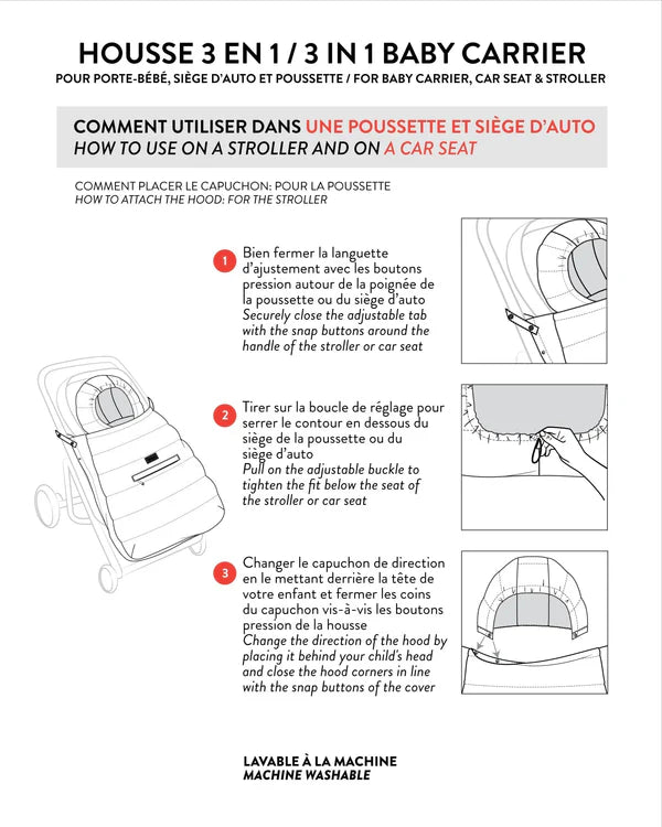 HOUSSE 3 EN 1 MULTIFONCTION POUR SIÈGE D'AUTO & POUSSETTE