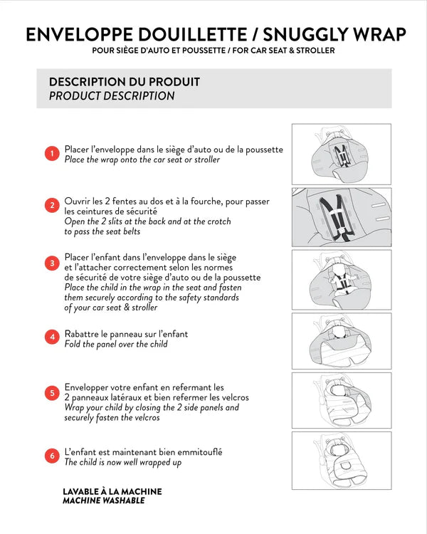 ENVELOPPE DOUILLETTE POUR SIÈGE D'AUTO & POUSSETTE