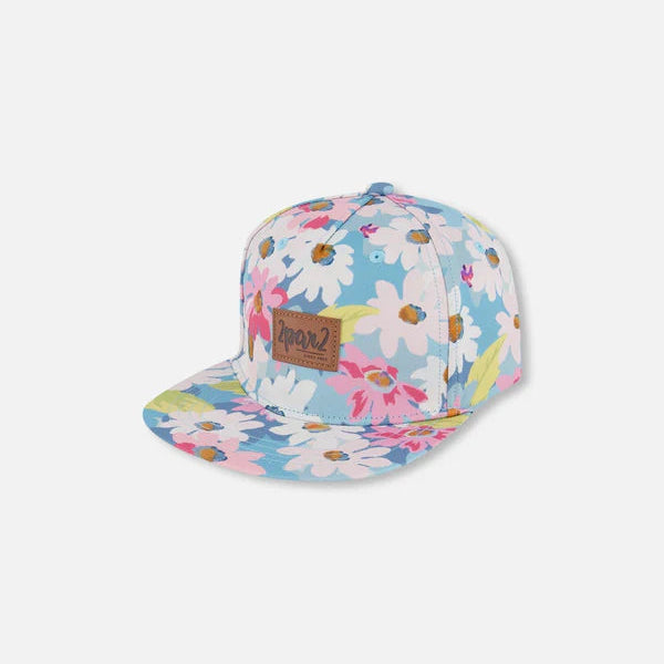 CASQUETTE ENFANT FLEURS BLANCHES ROSES VERTES G30VGC 048 DEUX PAR DEUX MAHEU GO SPORT DEVANT