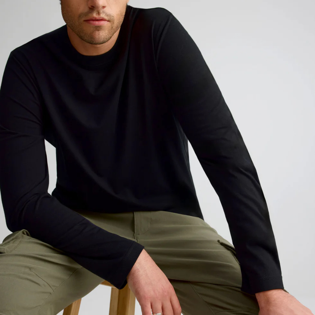 T-SHIRT MANCHES LONGUES HOMME LE DÉCONTRACTÉ NOIR G4510 HORS LA LOI MAHEU GO SPORT DEVANT