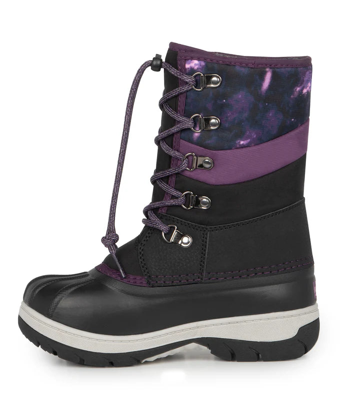 BOTTES D'HIVER JUNIOR, GUMMY NOIR & MAUVE (12 À 5)