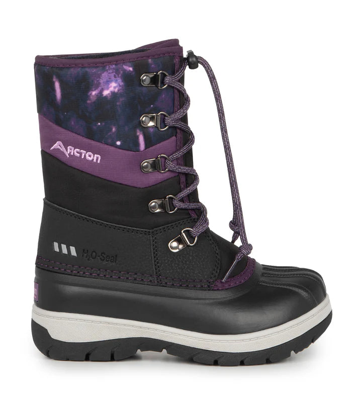 BOTTES HIVER JUNIOR GUMMY NOIR MAUVE 12 À 5 A8368 J09 ACTON MAHEU GO SPORT CÔTÉ