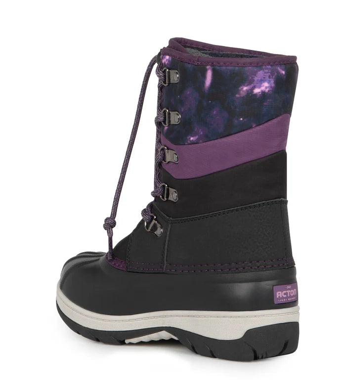 BOTTES D'HIVER JUNIOR, GUMMY NOIR & MAUVE (12 À 5)