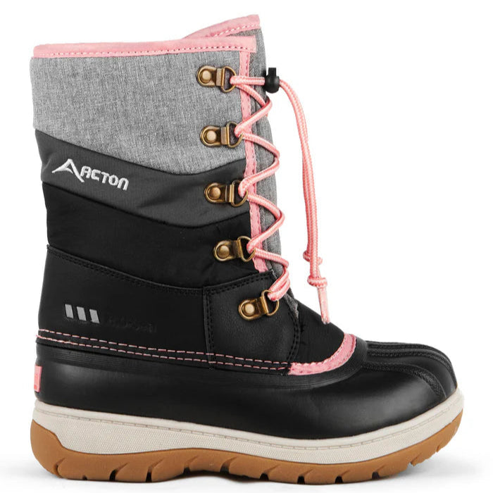 BOTTES HIVER JUNIOR GUMMY NOIR ET ROSE (13 À 3) A8368 J10 ACTON MAHEU GO SPORT CÔTÉ