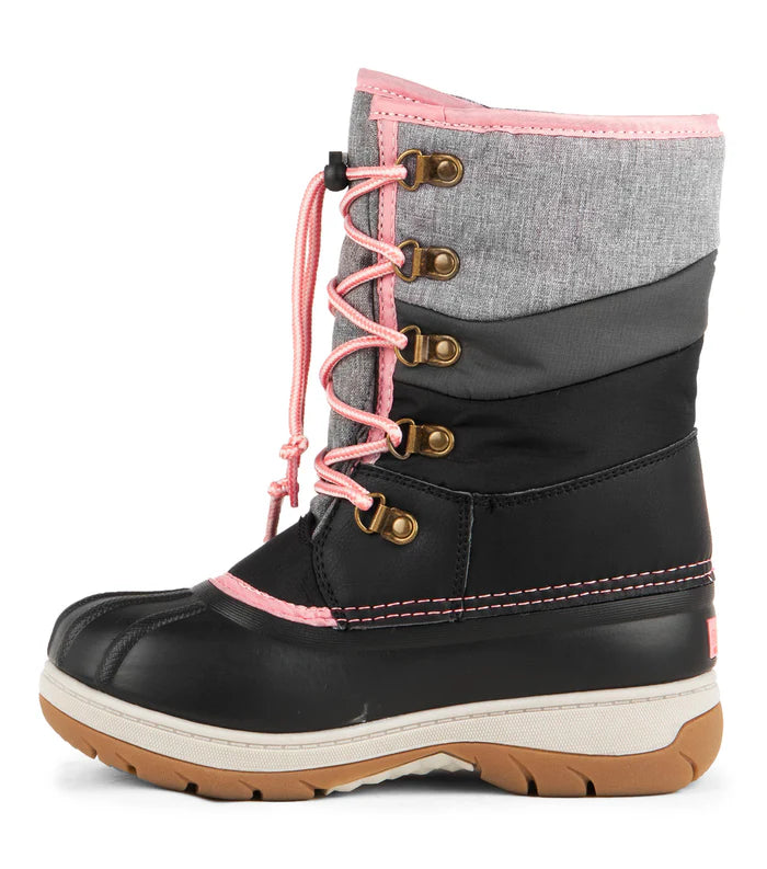 JUNIOR WINTER BOOTS, BLACK AND PINK GUMMY (13 TO 3)