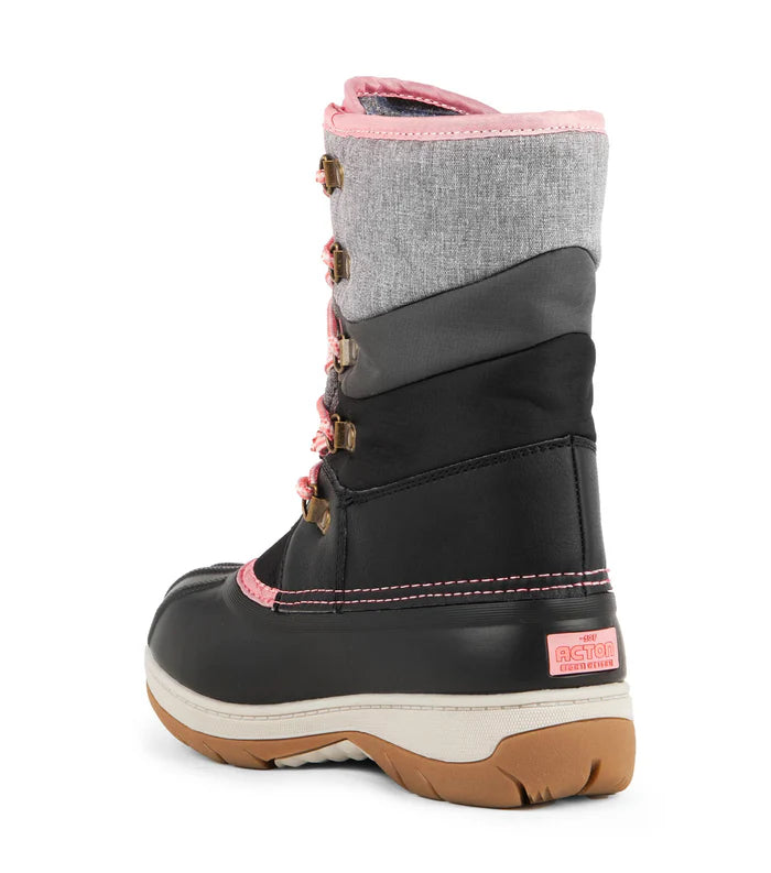 JUNIOR WINTER BOOTS, BLACK AND PINK GUMMY (13 TO 3)