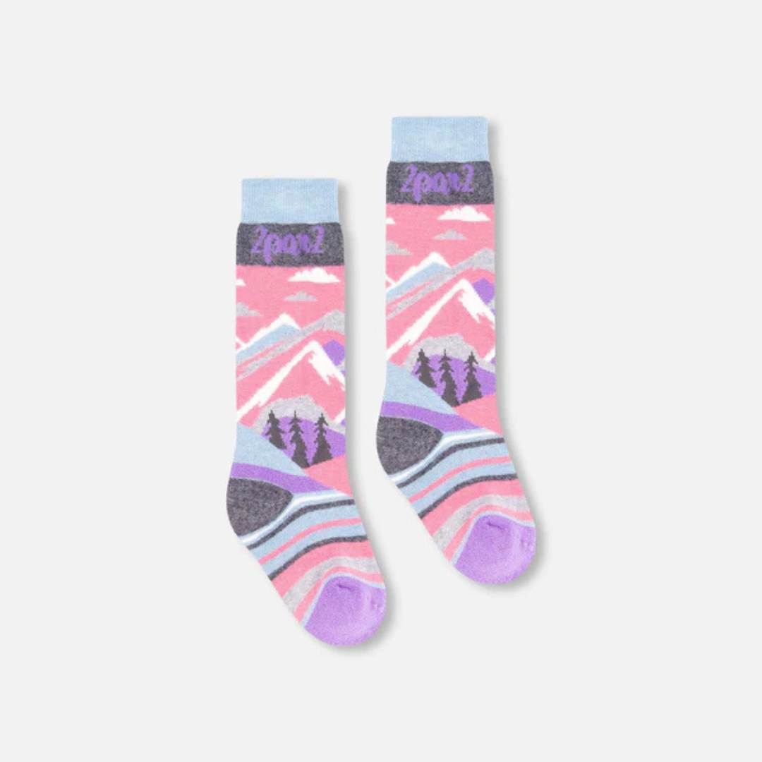 CHAUSSETTES DE SKI POUR ENFANT ROSE H10XS 624 DEUX PAR DEUX MAHEU GO SPORT CÔTÉ DROIT
