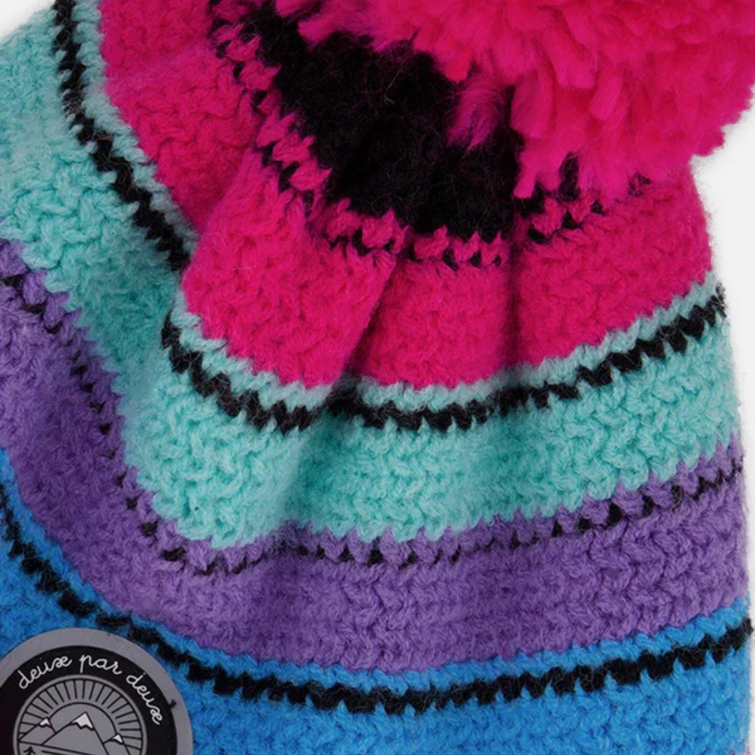 TUQUE À OREILLES DOUBLÉE POUR ENFANT, ROSE & MULTICOLORE - Maheu Go Sport