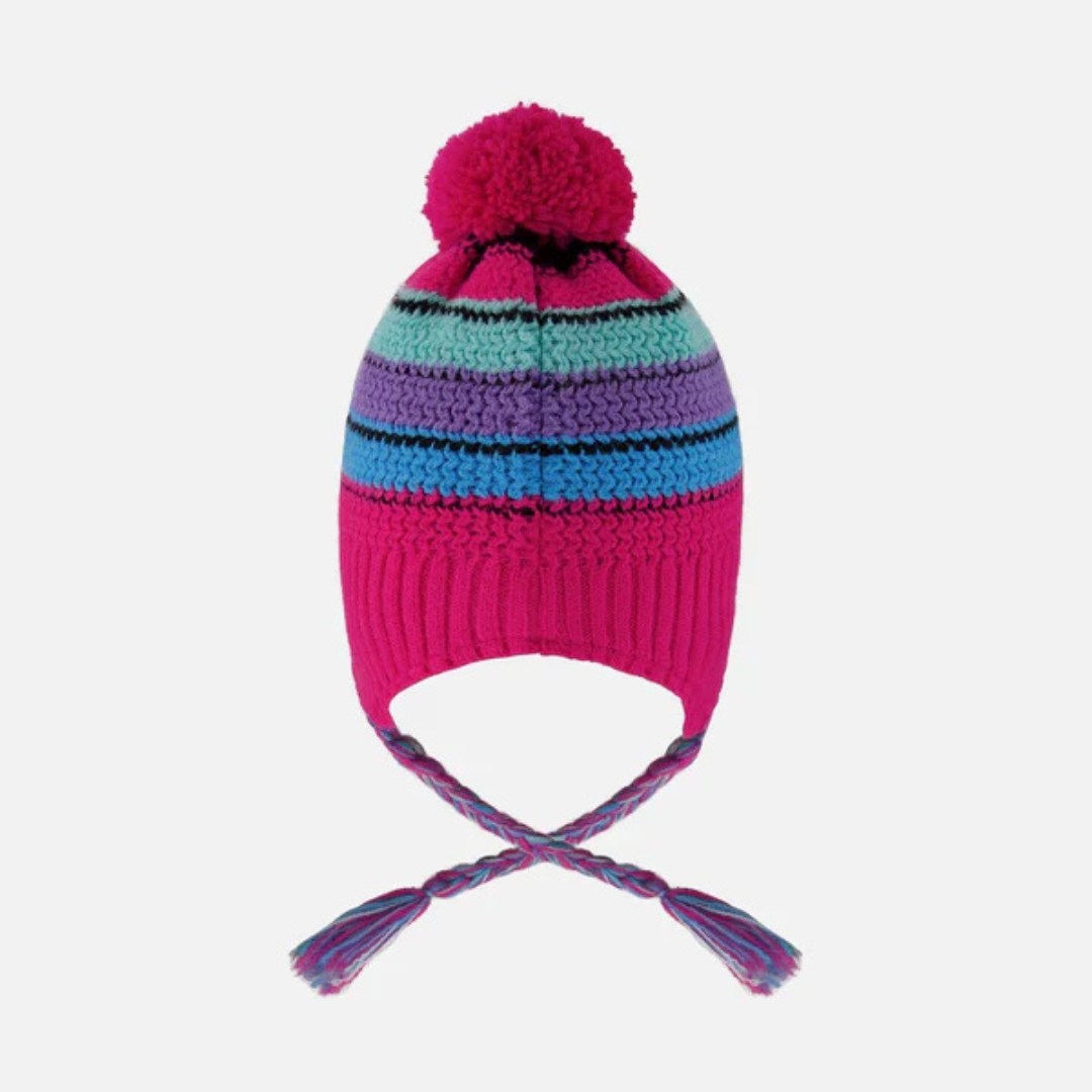 TUQUE À OREILLES DOUBLÉE POUR ENFANT, ROSE & MULTICOLORE - Maheu Go Sport