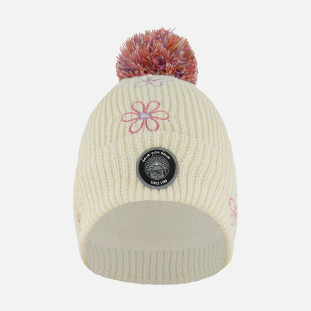 TUQUE DOUBLÉE ENFANT BLANC & FLEURS H10Z19 000 DEUX PAR DEUX MAHEU GO SPORT DEVANT