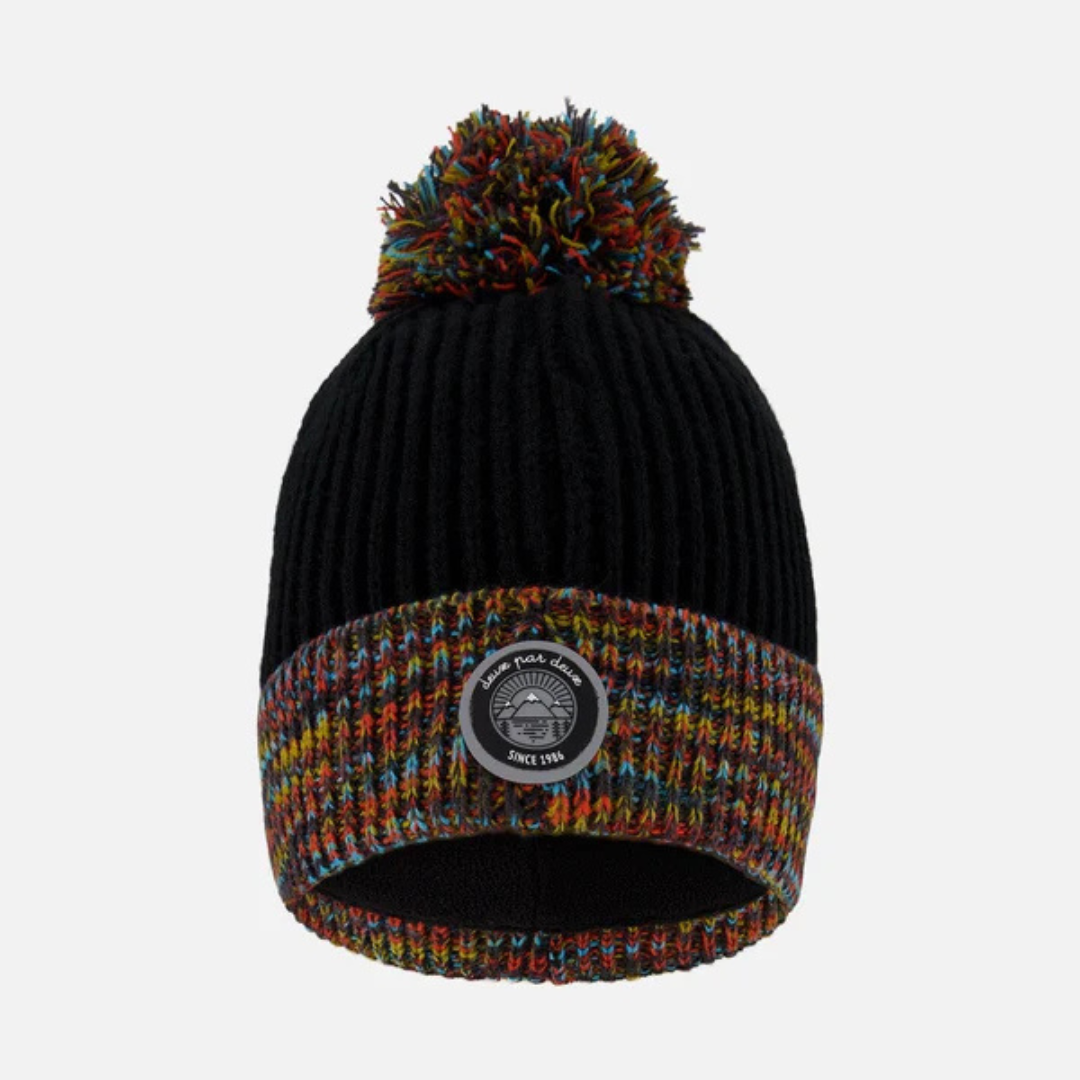 TUQUE DOUBLÉE ENFANT NOIR & MULTICOLORE H10Z52 DEUX PAR DEUX MAHEU GO SPORT DEVANT